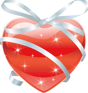 Gif animé coeur rouge et ruban